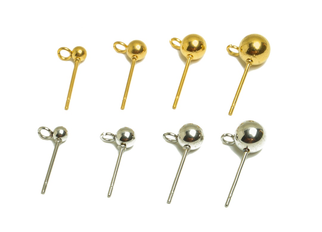 Steel Ball Earring Post, 304/316 Stainless Steel Stud, Ball Stud