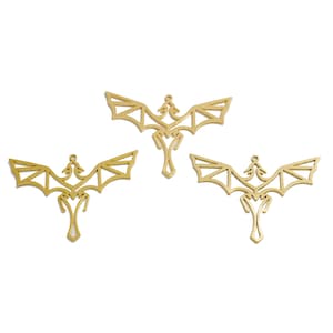 2pcs Raw Brass Dragon Earring Charm, Flying Dragon Pendant, Origami Charms, Gold Earring Charms, Jewelry Making Supplies Findings VW566