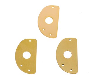 Semicircle Lasercut Connectors, Raw Brass Hollow Half Round 3 Holes Connectors, Handmade Polishing, 18K Real Gold Plated DIY 31.83*17*0.6mm