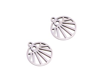 Pendentif en métal en forme de rayon de soleil en acier, pendentif soleil géométrique argenté, acier inoxydable 202, bijoux empilables parfaits pour le bricolage 14,9 * 13 * 0,98 mm VK2393