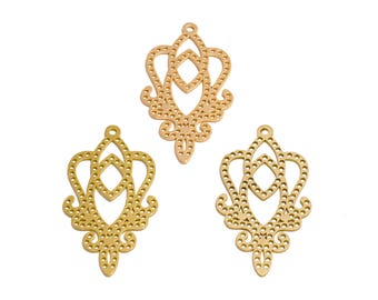 Hollow Out Laser Cut Earring Pendant, Raw Brass Charm, Abstract Hollow Bubbles Dots Charm, Handmade Polishing, 18K Real Gold 39.8*21.8*0.8mm