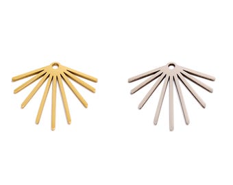 Stahl Fransen Lasercut Charms, Edelstahl 316, geometrischer Fächer Ohrring Charm, moderner Stahlschmuck, 18K Vergoldet 15.56 * 14 * 0,98 mm