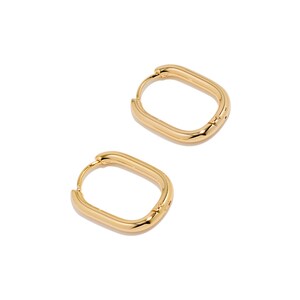 18K Gold Plated Oval Earring, 316 Stainle Steel Stud, Stainle Steel Earring, Steel Ear Hoop, Huggie Hoop Earring, Gold Tone Plated VK1717-18