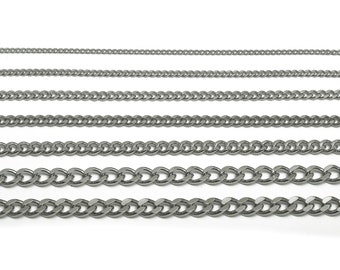 Curb Chains, 304 Stainless Steel Curb Chain, Facted Curby Chain，Gold Stainless Steel Curby Chain For Necklace, Steel Curb Bracelet Chain