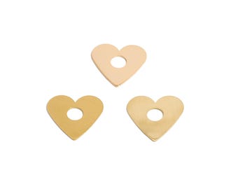 Exquisite Heart Shaped Iaser Cut Earring Pendant, Raw Bras Love Heart Charm, Handmade Polishing, 18K Real Gold Plating, DIY Jewelry VW1277-2