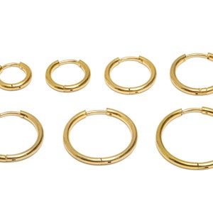 Stalen ronde oorbel, ronde Huggie-oorbel, stalen oorringen, 12 mm 14 mm 16 mm 17 mm 20 mm 21 mm 24 mm oorbel, roestvrijstalen oorbel