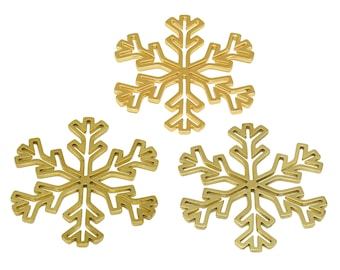 Snow Lasercut Earring Charms, Gold Raw Brass Snowdrop Charms, Abstract Snowflakes Charms, Handmade Polishing, 18K Real Gold 35*29*0.63mm