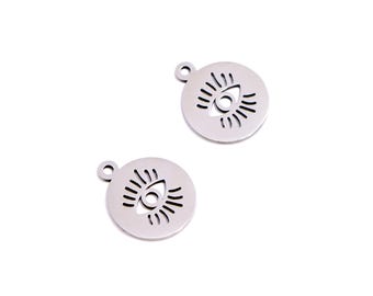 Stainless Steel Evil Eye Sun Pendant, Laser Cut Bohemian Style Eye Pendant, 202 Stainless Steel , DIY Jewelry Making 14.8*12.2*0.98mm VK2340