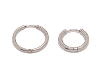 Steel Round Hoop Earring, Circle Huggie Earring, Stainless Steel Huggie Hoop Earring, 16mm 20mm Earring Hoops, Earring Finding, Jewelry DIY