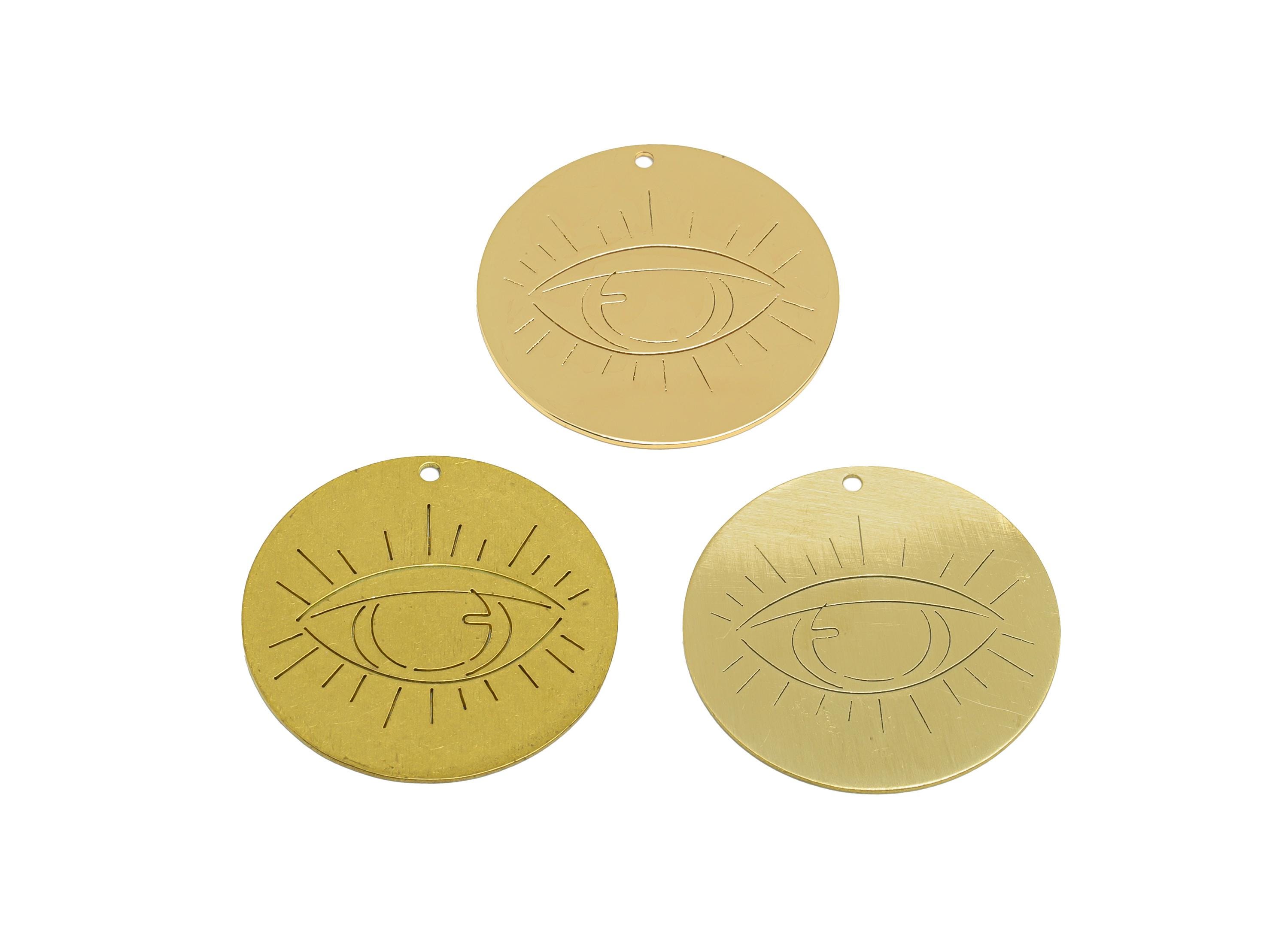 アイコイン レーザーカット イヤリングチャーム、生真鍮サークルまつげ幾何学ペンダント、ハンドメイド研磨、18K 本物の金メッキ DIY 30.03* 29.97*0.59 mm - Etsy 日本
