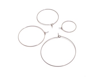 Stainless Steel Earring Wire, Round Stainless Steel Wire, Circle Stainless Steel Earring Wire Hoops, Steel Connector, Jewelry Supplies DIY