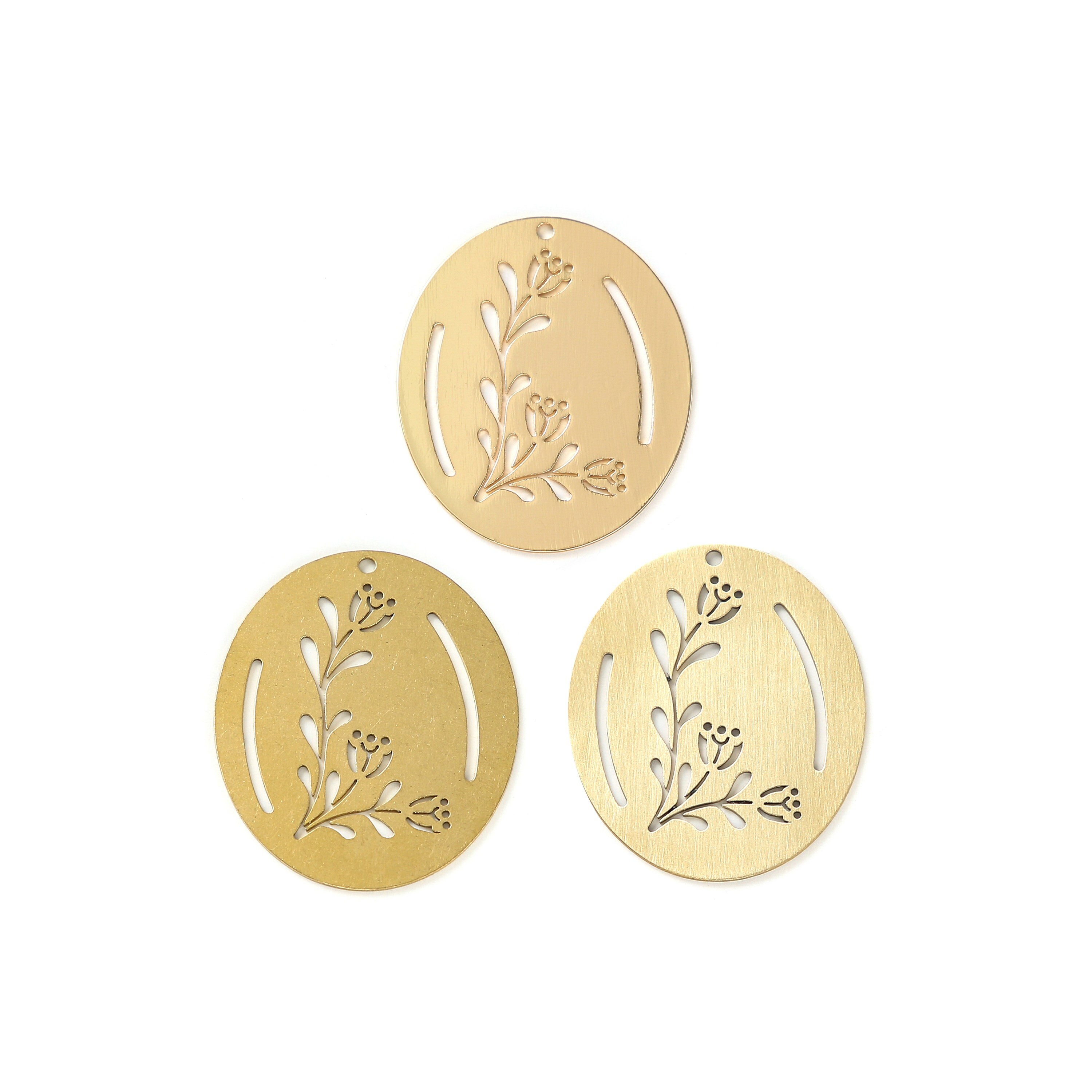 Peony Garden Charm, Ellipse Lasercut Earring Charms