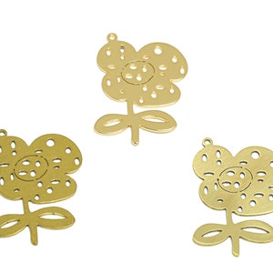 2 stuks rauwe messing bloem oorbel charme, bubbels bloem oorbel, cartoon bloemen hanger, Kid Charms, plant blad oorbel, sieraden benodigdheden BW4199