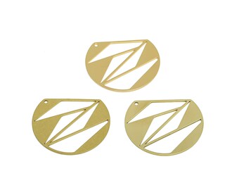 2 piezas de pendientes geométricos de latón crudo, dije de pendiente hueco de diseño, cierre de pendiente triangular, colgante de oro de 18 quilates, suministros para la fabricación de joyas BW4458