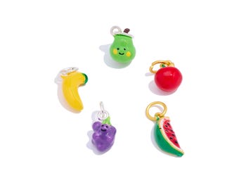 Kawaii Cartoon Fruit Charms, Funny Alloy Enamel Fruit Charm for Bracelet , Novelty Jewelry Making Supplies,  Colorful DIY Alloy Accessories