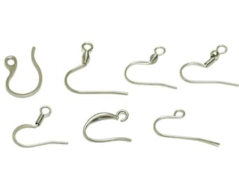 May include: Assortment of silver earring hooks, including a variety of styles with and without decorative elements.