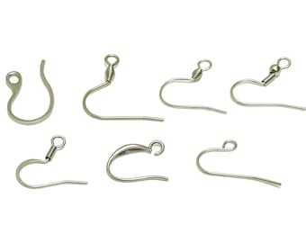 Steel Ear Hooks, 304 Stainless Steel, Silver Open Loop Ear Wire, Steel DIY Earring Hooks, Stainless Steel Earring Hook, Earring Findings