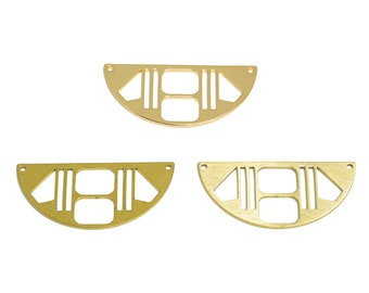 Raw Brass Semicircle Connector, Rectangle Rhombus Earring Charm, Gold Geometric Sign Connector, Earring Findings, Jewelry Supplies BW3894