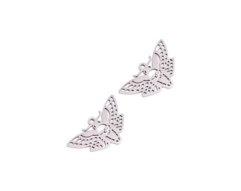 Stainless Steel Moth Pendant, Laser Cut Insect Pendant, Hollowed Out Abstract Charms,  Suitable For DIY Jewelry Crafts , 30*16*0.98mm VK2373