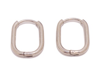 Pendiente de aro rectangular ovalado de acero, pendientes de aro Huggie en forma de U, pendientes de aro geométricos de acero inoxidable, hallazgos de pendientes, joyería VK1987