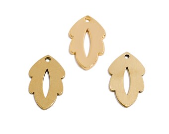 Raw Brass Abstract Leaf Pendant, Laser Cut Hollowed Out Plant Ornaments, Handmade Polishing, 18K Real Gold Plating  DIY Jewelry 16.3*11*1mm