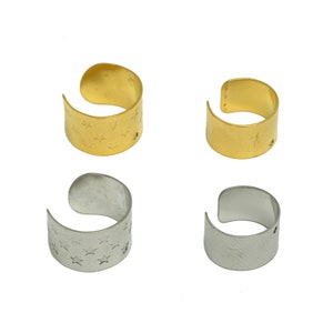 Steel Ear Cuff, Stainless Steel 201, Steel Star Ear Cuff, Stainless Steel Pattern, Star Open Hoop Round C Ring, Gold Tone Plating