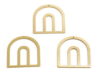 2 st. kupolformade berlocker i rå mässing, dubbelkupolerade örhängen, ihåliga örhängen, kopplingsdetaljer i 18K guld, smyckestillverkningstillbehör VW742