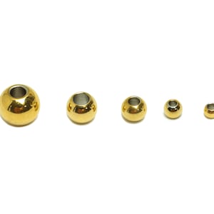 Round Ball Beads, 201 Stainless Steel, Steel Earring Beads, Gold Bracelet Bead, DIY Earring Ball Beads, For Necklace, Gold Tone Plating