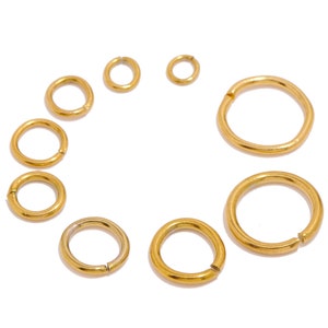 Stainless Steel Jump Rings, Round Open Jump Rings, Stainless Steel Circle Jump Rings, Steel Finding, Gold Tone Plating, Jewelry Making DIY