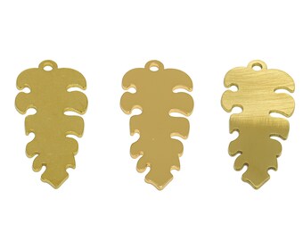 Oak Leaves Laser Cut Earring, Flat Botanical Leaf Charm, Raw Brass Oak Leaves Charm, Handmade Polishing, 18K Real Gold 31.8*14.03*0.8mm
