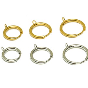 Round Hoop Earring, Circle Huggie Earring, Leverback Earring With Loop, Ear Hook, Earring Clasp, Stainless Steel 201, DIY Earring Findings