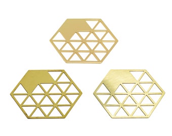 2pcs Raw Brass Geometric Charm, Triangle In Hexagon Earring Charms, Hollow Rhombus Connector, Earring Findings, Jewelry Supplies FB6774