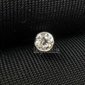 2.5 MM Invisible Set Diamond Threaded Stud Earring Invisible Set Round Labgrown Diamond Stud Solid 14K White Gold Piercing For Her