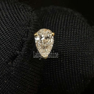 Jessica Pear Diamond Threaded Stud Earring 4MM Lab-grown Diamond External Threaded Labret Piercing 14K Solid Gold Helix Stud Piercing