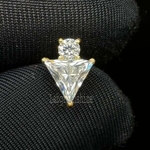 Triangle Labgrown Diamond Threaded Stud Diamond Helix Daith Piercing For Women Round and Diamond Stud Small Diamond Stud Conch Piercing