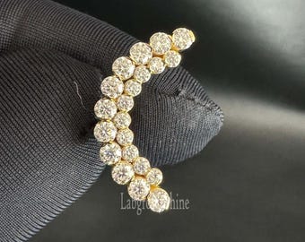 Athena Sparkle Invisible Set Curve Cartilage 14K Gold Stud Earring Conch Piercing Single Stud