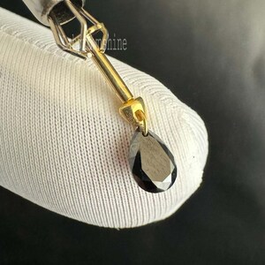 Floating Pear Black Diamond Charm Threaded Stud Earring Black Moissanite Drape Helix Stud Piercing 14K Solid Gold Floating Diamond Stud