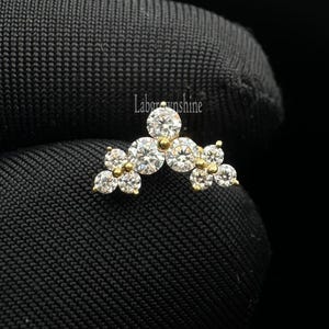 14K Gold Diamond Flower Garland Stud Earring: Delicate Ear Crawler