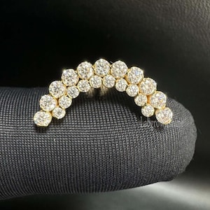 Invisible Set Diamond Apsara Curve Threaded Stud Earring Curve 14K Gold Stud CVD Diamond Earring Conch Piercing Single Stud For Women