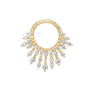 Minimalist Daith earring with 18 gauge |Diamond septum clicker | Piercing For Girl in Natural diamond