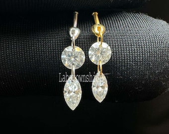Moissanit örhänge med dubbel diamant: Helix platt örhänge i 925 sterlingsilver