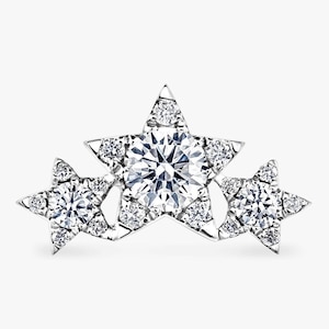 Drie Sterren Guirlande Diamanten Nageloorbellen Skylar Diamond Stud Star Cluster Oorbel voor vrouwen 14K Massief Gouden Piercing