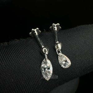 Floating Pear & Marquise Diamond Threaded Stud Piercing Diamond Drape Helix Threaded Piercing Set Ear Set Up 16g 18g Threaded Flatback Stud