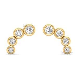 Delilah Single Graduate Round Diamond Push Back Post Stud Earring / 14K Gold Stud Piercing / Lab Grown Diamond Piercing