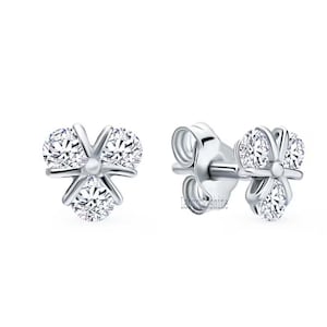10K Gold Trio Tiny Stud Earrings, Tiny Diamond Studs, Simple Three Diamond Cluster Earring,  Unique Birthday Gift For Her