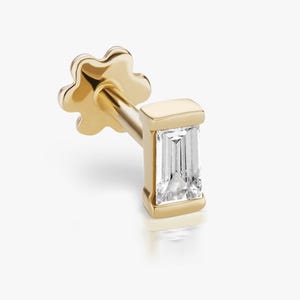 Diamant stokbrood oorknopjes met schroefdraad| Alira Enkele stokbroodjes | Piercing stud voor dames| Minimalistische stud| Prachtige piercings voor haar