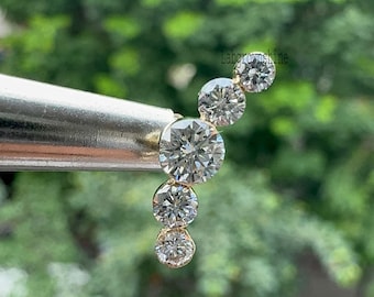 Orecchino a bottone a conchiglia con diamanti in oro 10K: piercing curvo invisibile