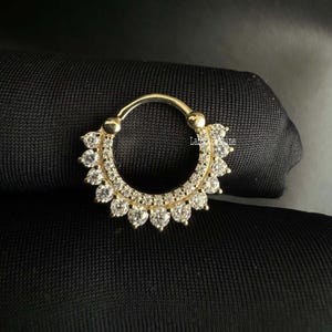 Brinco de argola de diamante Apsara redondo CVD diamante clicker 16g septo brinco daith 14k ouro brinco de concha helix clicker