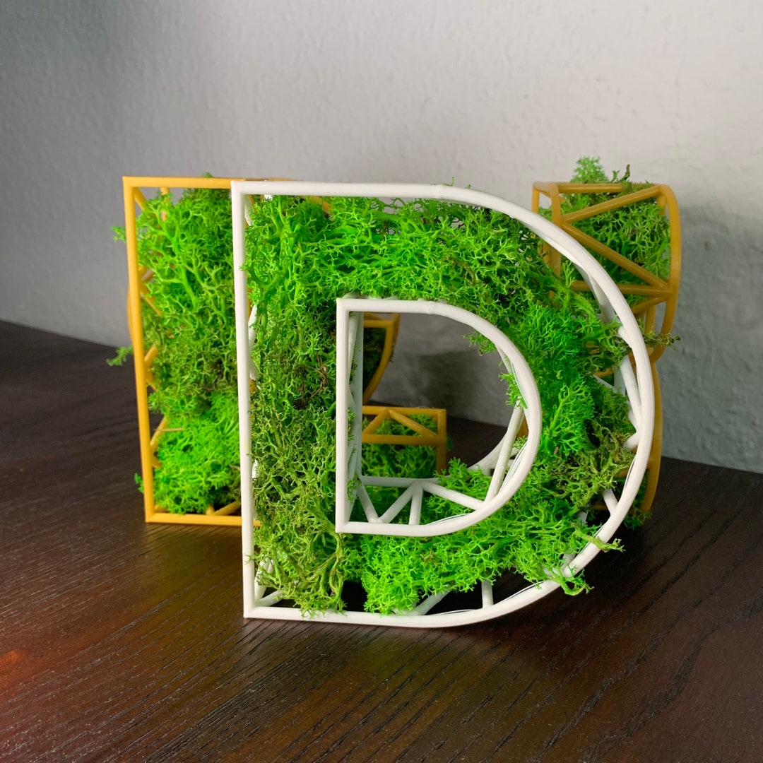 Moss Letter Alphabet With Moss 3D Printed Letter With Natural Icelandic Moss Etsy