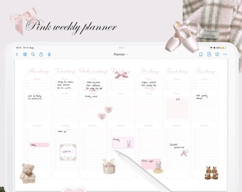 Coquette weekly planner <3 pink